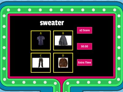 Gameshow Quiz - clothes - 4th grade