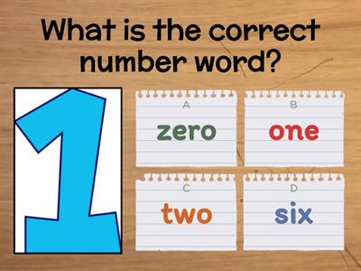 Number Words zero to 10