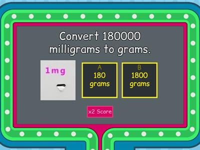 Maths Gameshow(converting weights,probabilty and the mode)