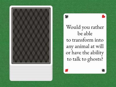 Would you rather with even more cards