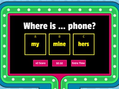 Possessive adjectives and pronouns - game show