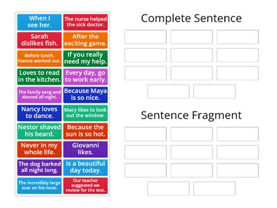 Complete Sentences vs. Sentence Fragments