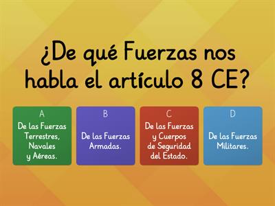 TEST ARTÍCULO 8 CONSTITUCIÓN ESPAÑOLA - 8 preguntas