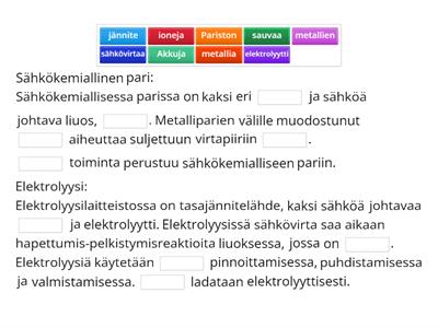 Sähkökemiallinen pari ja elektrolyysi