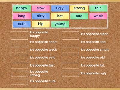  Adjective opposites  ,match up