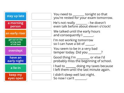 Sleep expressions review 