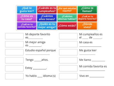 Practiquemos con los pronombres interrogativos  y respuestas