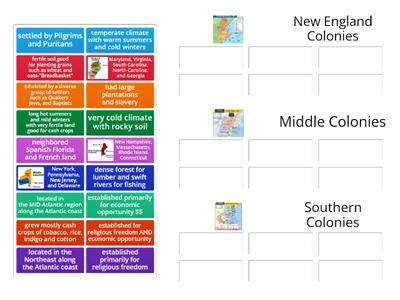 1-The Three Regions of the 13 Colonies Sort