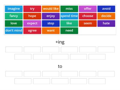 VERB PATTERNS - V-ING or V-INFINITIVE WITH 'TO'