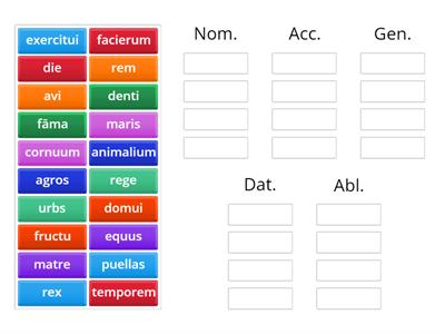 latin névszóragozás (1-5. decl.)