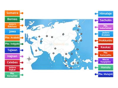 Wyspy, półwyspy i jeziora w Azji