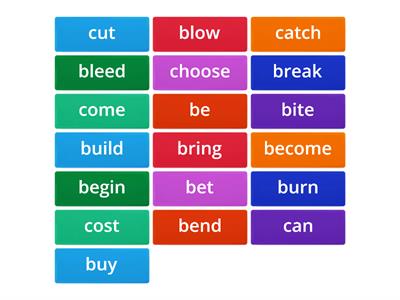 irregular verbs,1st group B - C (PAST SIMPLE)