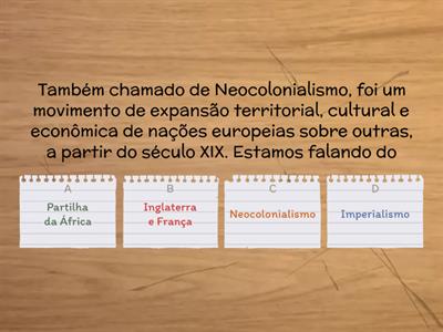 Imperialismo E Neocolonialismo - Recursos De Ensino