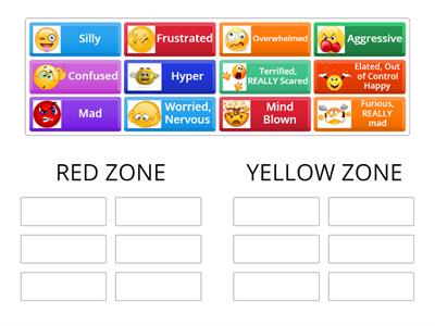 Match up FEELINGS in RED or YELLOW Zones©