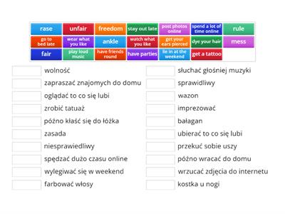 Angielski Klasa VII Vocabulary 5a