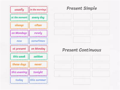 Present continuous VS  Present simple Time Markers