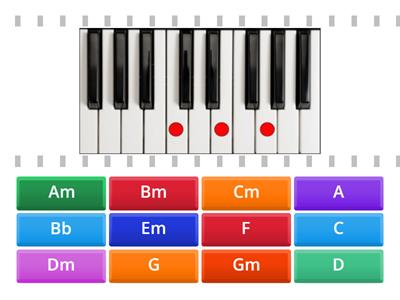 Pianoackord i olika lägen (grund/ters/kvint-läge)