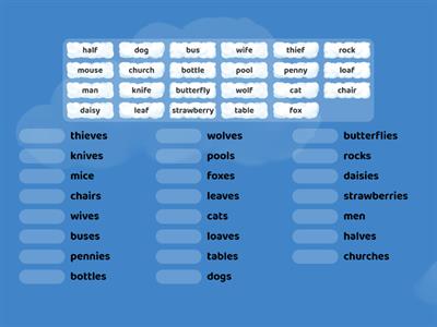 Match singular nouns with plural nouns