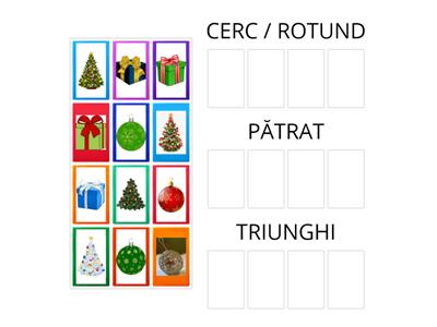 Grupează obiectele specifice Crăciunului în funcție de forma lor