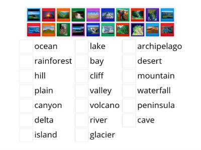 Match the picture with the landform definition.