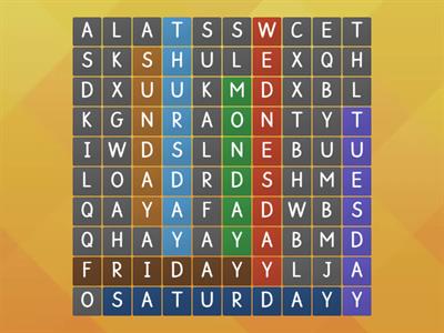 Days of the week Wordsearch