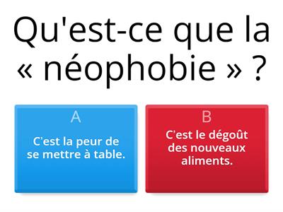 Quizz  alimentation de l'enfant