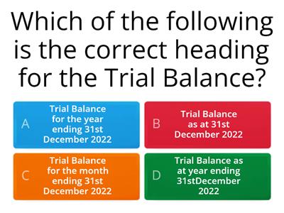 TRIAL BALANCE: Prepare Trial Balance