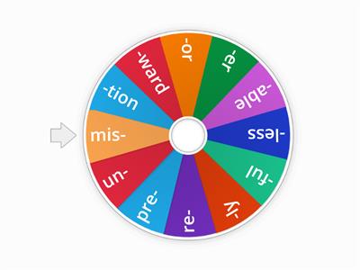 Prefix/Suffix Wheel - Beat the Teacher