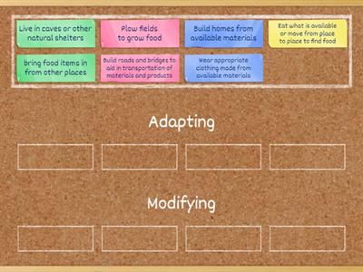 Adapting or Modifying to the Environment