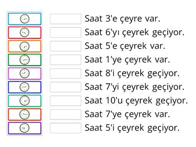 Çeyrek Saat Okuma Eşleştirme