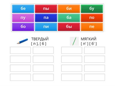 АЗБУКА - c. 98 - Сортировка ТВЕРДЫЙ [ п ],  [ б ] - МЯГКИЙ [ п' ] [ б' ] 