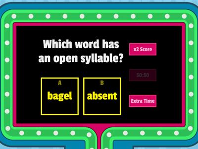 Find the Open Syllable Word (Wilson 5.2)