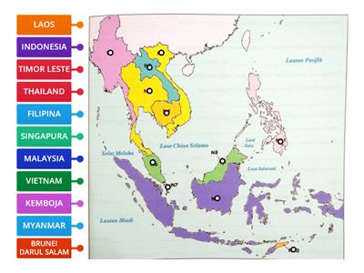 Padankan nama negara-negara di Asia Tenggara pada Peta Asia Tenggara berikut.