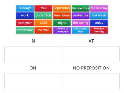 B1 Prepositions of time and place