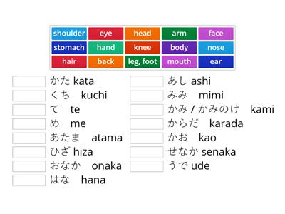 Japanese Body Parts with roomaji