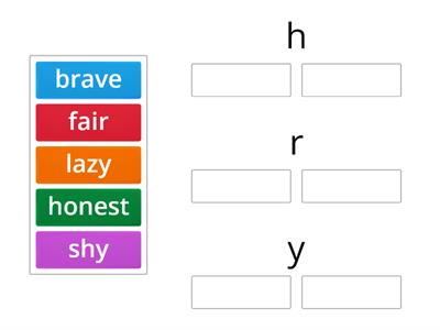 Adjectives describing character 1