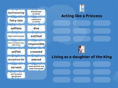 Acting like a Princess vs. Living as a Daughter of the King (Making the distinction)