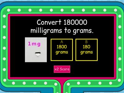 Maths Gameshow(converting weights,probabilty and the mode)