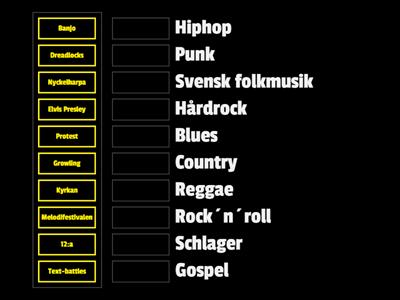 Musikgenrer - para ihop ord med rätt genrer