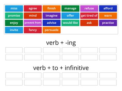 verb + -ing / verb + to + infinitive