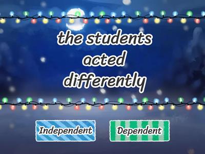 Holiday Independent and Dependent Clauses