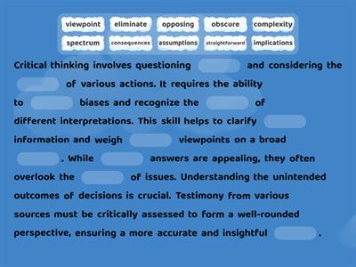 Critical thinking vocabulary