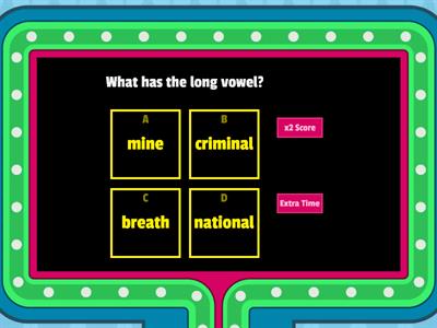 Long vowel and short vowel Game quiz
