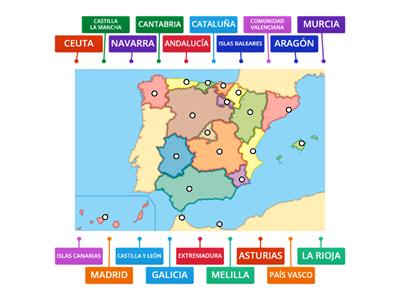 MAPA DE COMUNIDADES AUTÓNOMAS Y TERRITORIOS DE ESPAÑA