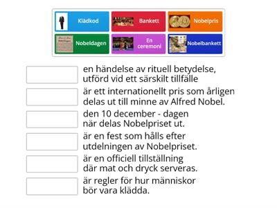 Ceremonierna – prisutdelning och Nobelbankett  (ord och begrepp)