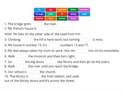 Trinity Grade 3 -  prepositions