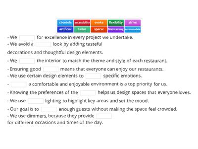 Restaurant design vocab