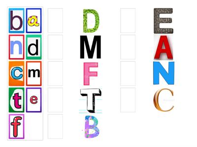 Letters a, b, c, n, t, e, d, m, f