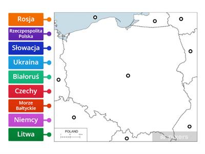 Sąsiedzi Polski - mapa - quiz o Polsce