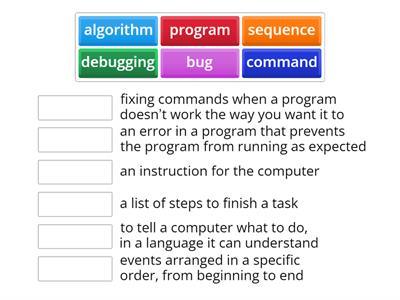 Computer Science Vocabulary Match Up